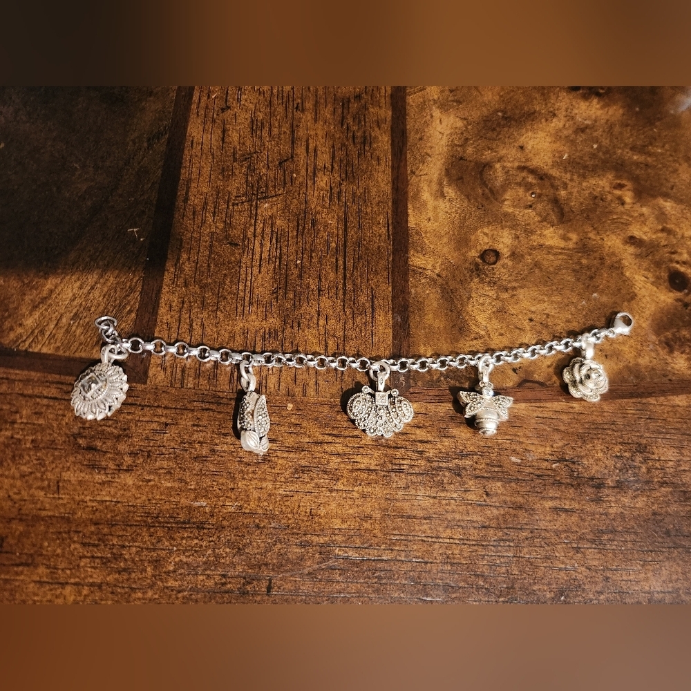 925 Sterling Silver heavy bracelet with Charms